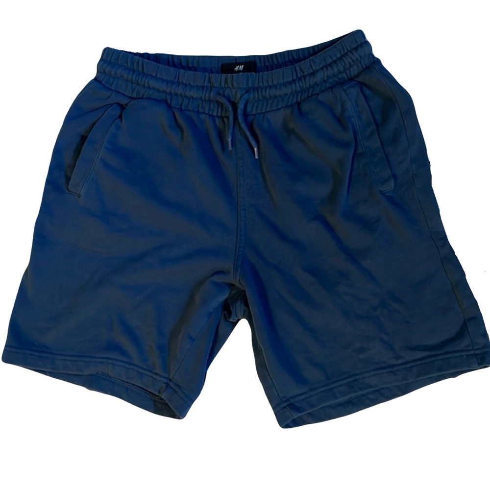 H&M Men’s regular fit blue cotton drawstring shorts